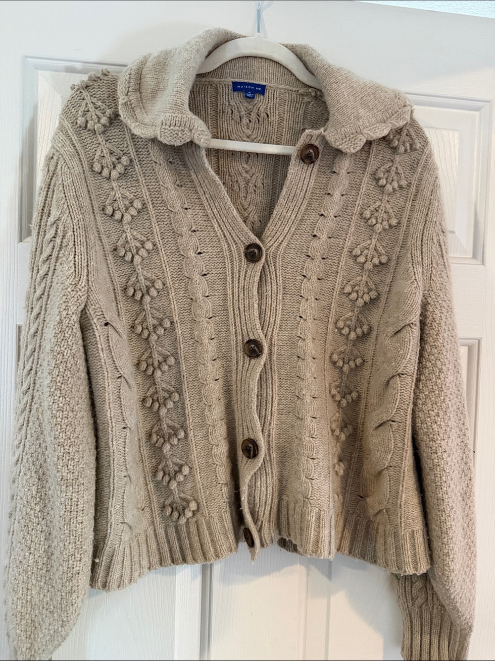 Maison me button up bobble wool sweater
